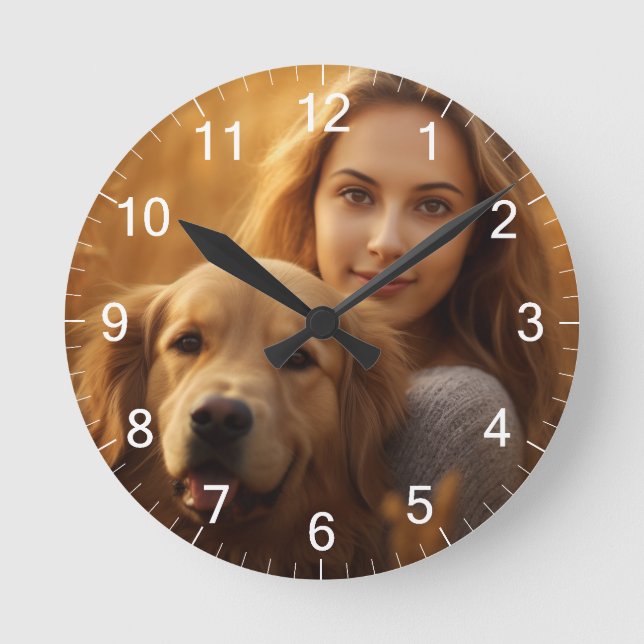 Cute golden retriever Best Dog Mom Ever Round Clock (Front)