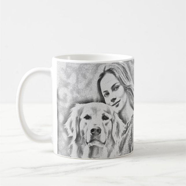 Cute golden retriever Best Dog Mom Ever Two Photo  Coffee Mug (Left)