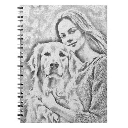 Cute golden retriever Best Dog Mom Pencil Drawing Notebook