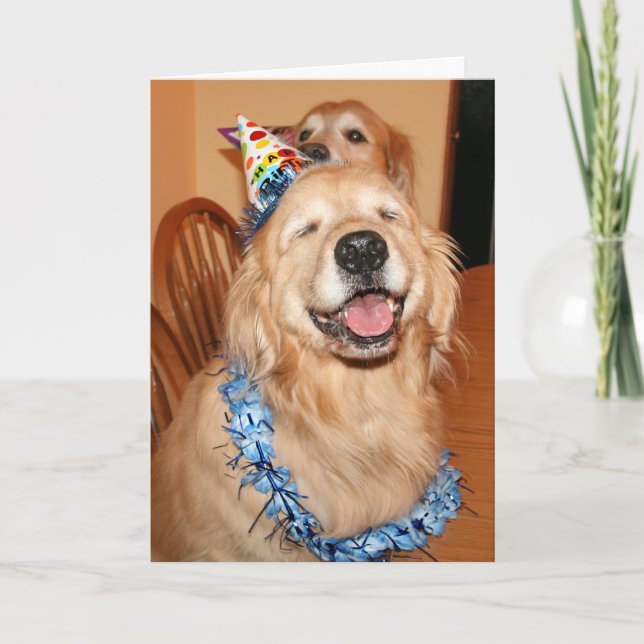 Cute Golden Retriever Birthday Wishes Card (Front)