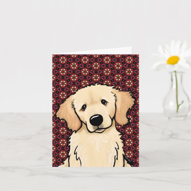 Cute Golden Retriever Card (Small Plant)