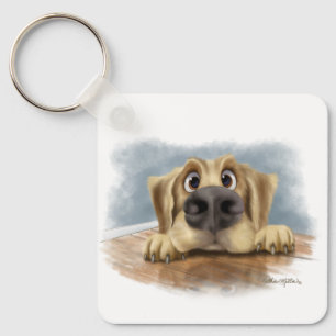 Cute Golden Retriever Cartoon Keychain