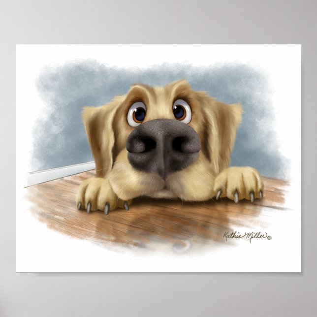 Cute Golden Retriever Cartoon  Poster (Front)