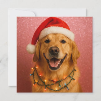 Cute Golden Retriever Christmas Card. Holiday Card