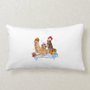 Cute Golden Retriever Christmas Dog Lumbar Pillow