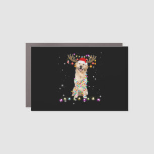 Cute Golden Retriever Christmas Lights Reindeer Car Magnet