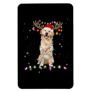 Cute Golden Retriever Christmas Lights Reindeer Magnet