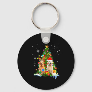 Cute Golden Retriever Christmas Tree Keychain