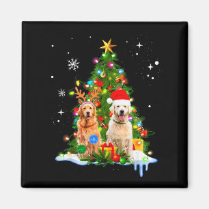 Cute Golden Retriever Christmas Tree  Magnet