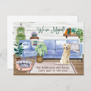 Cute Golden Retriever Cozy New Home Moving Announcement Postcard