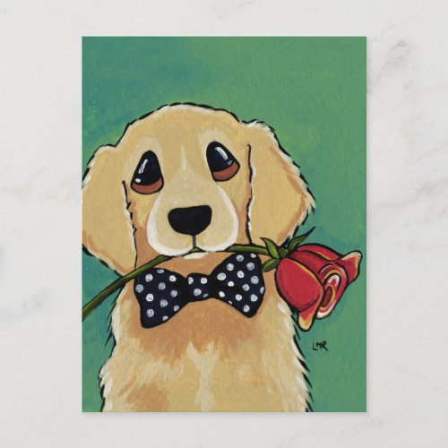 Cute Golden Retriever  Dog Art Postcard