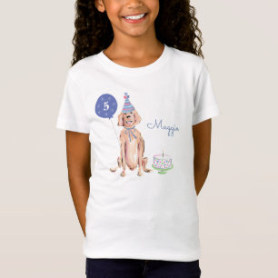 Cute Golden Retriever Dog Child Birthday Cake  T-Shirt