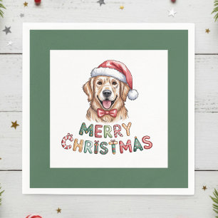 Cute Golden Retriever Dog Christmas Napkins