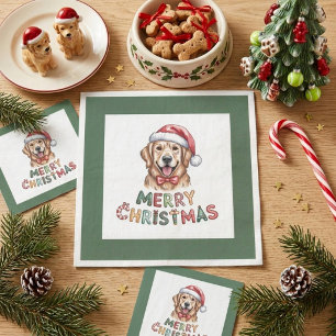 Cute Golden Retriever Dog Christmas Napkins