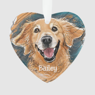 Cute Golden Retriever Dog Christmas Personalized Ornament