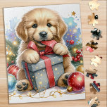 Cute Golden Retriever Dog Christmas Puppy  Jigsaw Puzzle<br><div class="desc">Looking for a fun and engaging activity to share with your family this holiday season? Look no further than our jigsaw puzzle collection featuring playful Golden Retriever! As a dog lover, you'll adore the variety of designs we offer, including cute and cuddly puppies, lovable Golden Retriever dogs, and even scenes...</div>