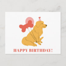 Cute Golden Retriever Dog Colorful Modern Birthday
