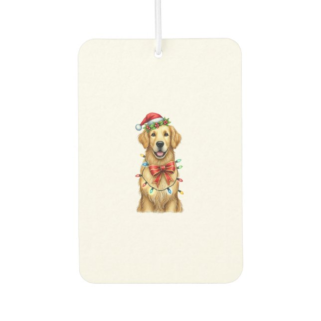 Cute Golden Retriever Dog Coquette Bow Christmas M Air Freshener (Front)