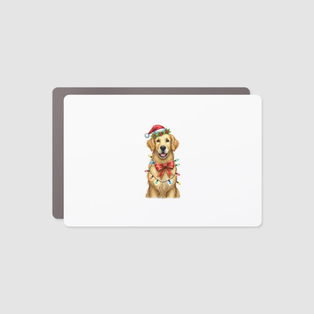 Cute Golden Retriever Dog Coquette Bow Christmas M Car Magnet (Front)
