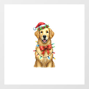 Cute Golden Retriever Dog Coquette Bow Christmas M Floor Decals