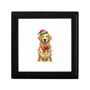 Cute Golden Retriever Dog Coquette Bow Christmas M Gift Box