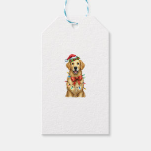 Cute Golden Retriever Dog Coquette Bow Christmas M Gift Tags