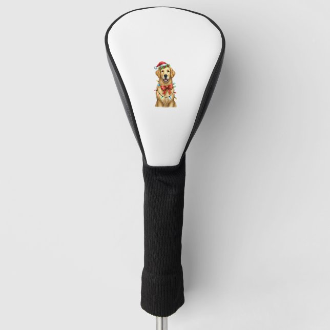 Cute Golden Retriever Dog Coquette Bow Christmas M Golf Head Cover (Front)