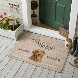 Cute Golden Retriever Dog Fiber Doormat