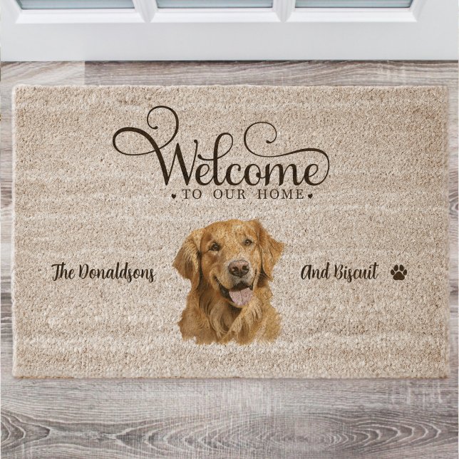 Cute Golden Retriever Dog Fiber Doormat (Creator Uploaded)