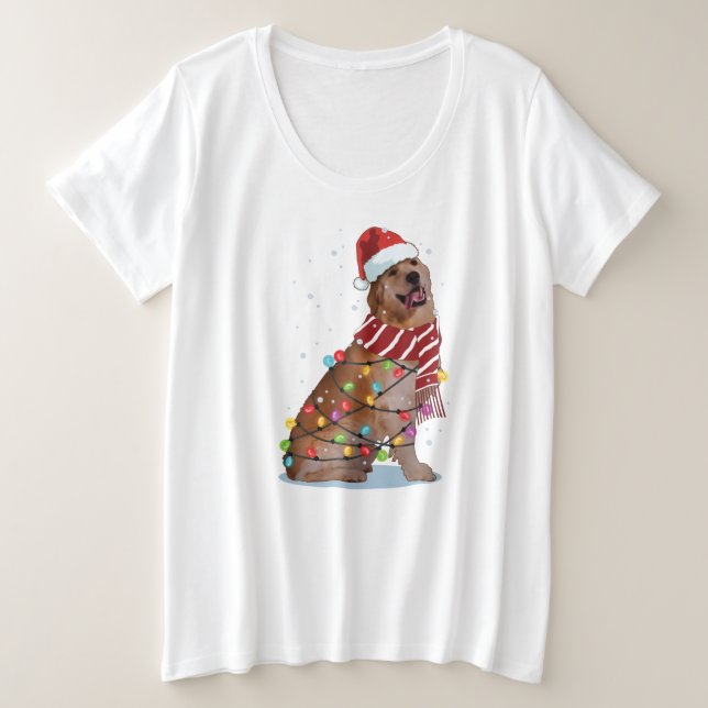 Cute Golden Retriever Dog Funny Xmas Holiday Gift Plus Size T-Shirt (Design Front)