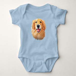 Cute golden retriever Dog Happy Face Expression Baby Bodysuit