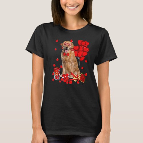 Cute Golden Retriever Dog Heart Valentines Day Do T_Shirt