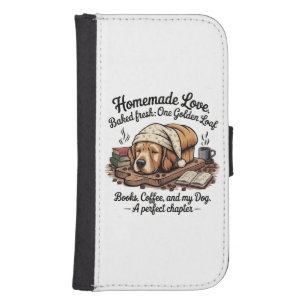  Cute Golden Retriever Dog Loaf   Books & Coffee  Galaxy S4 Wallet Case