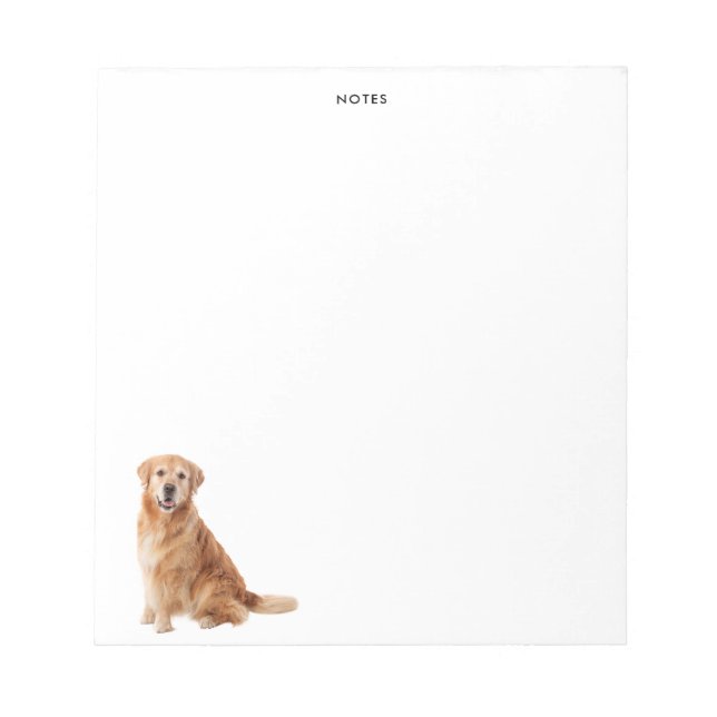 Cute Golden Retriever Dog Personalized Name Notepad (Front)