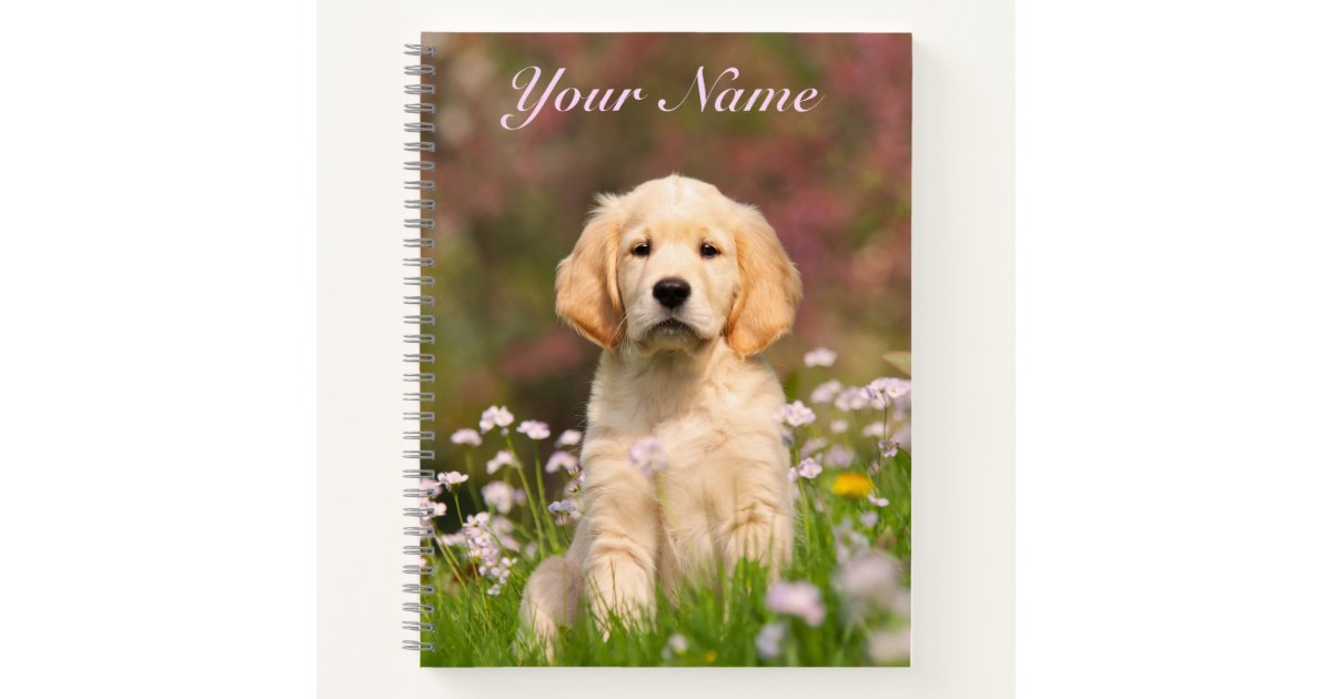 Cute Golden Retriever Dog Puppy Face Animal - Name Notebook | Zazzle