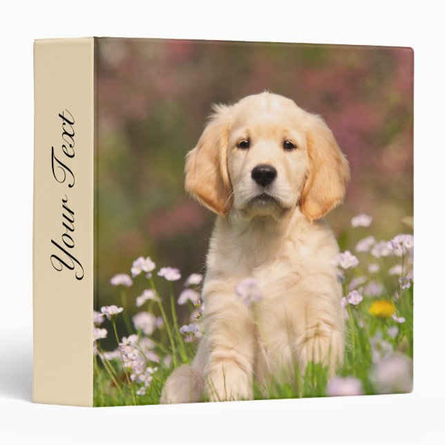 Cute Golden Retriever Dog Puppy Face Animal Photo 3 Ring Binder (Front/Spine)