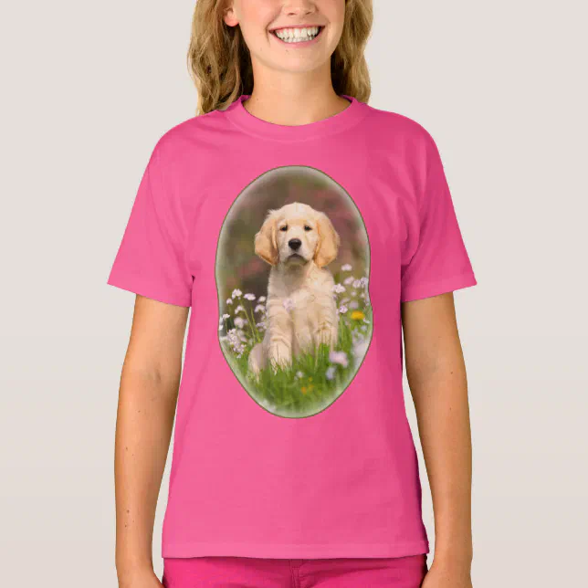 Cute Golden Retriever Dog Puppy Pet Photo - girl T-Shirt | Zazzle