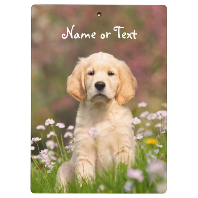Cute Golden Retriever Dog Puppy Photo Personalized Clipboard (Back)