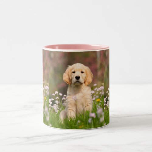 Cute Golden Retriever Dog Puppy Photo Pet Portrait Two_Tone Coffee Mug