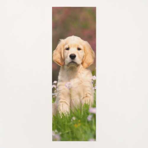 Cute Golden Retriever Dog Puppy Photo Portrait _ Yoga Mat