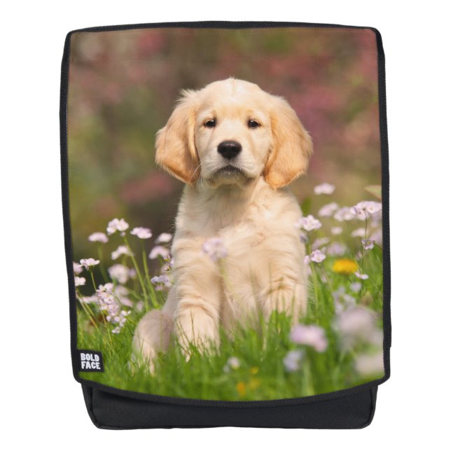 Cute Golden Retriever Dog Puppy Portrait  Boldface Backpack (Front)