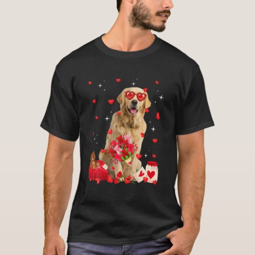 Cute Golden Retriever Dog Valentine Fun Dog Dad Do T_Shirt