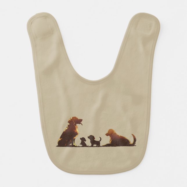 Cute Golden Retriever Family– Baby Quote Baby Bib (Front)