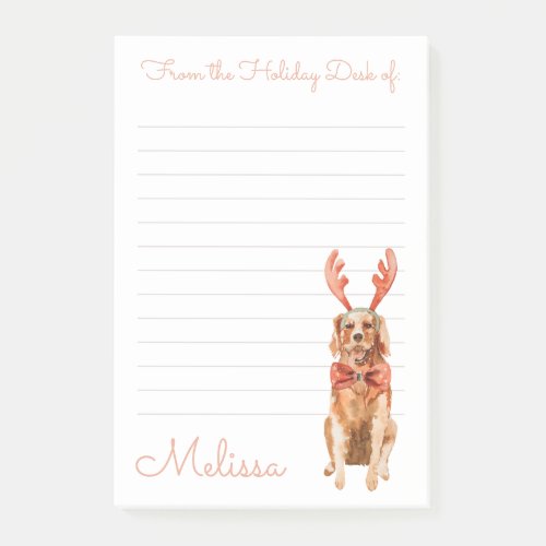 Cute Golden Retriever from the Holiday Desk of   Post_it Notes