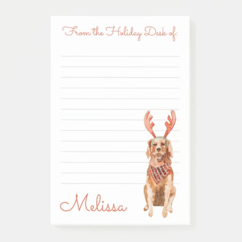 Cute Golden Retriever from the Holiday Desk of  Post_it Notes