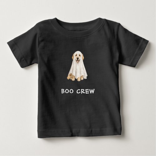 Cute Golden Retriever Halloween Ghost Boo Crew Baby T-Shirt
