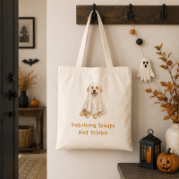 Cute Golden Retriever Halloween Ghost Tricks Treat