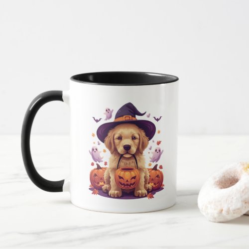 Cute Golden Retriever Halloween Mug - Spooky Pumpk