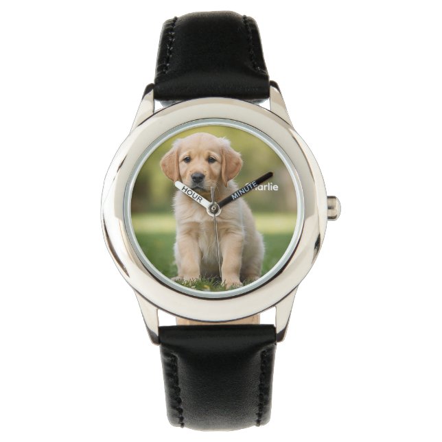 Cute Golden Retriever Kid's Personalized Watch (Front)