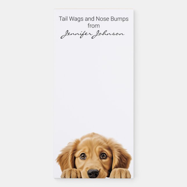 Cute Golden Retriever Magnetic Notepad (Front)
